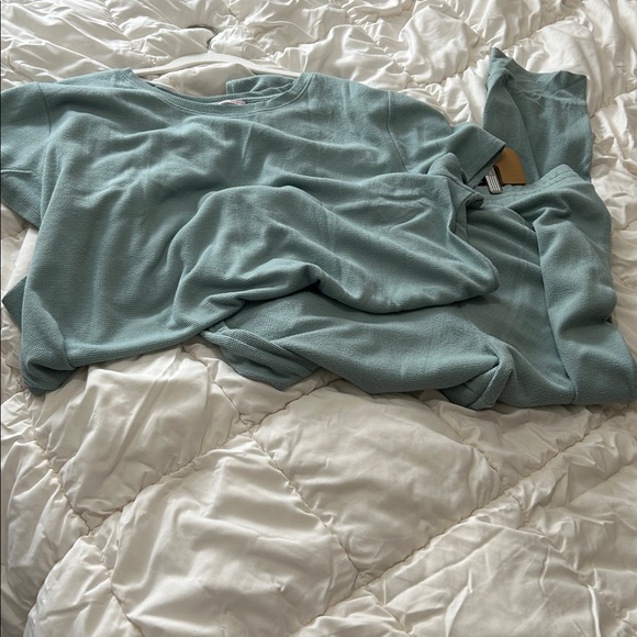 Victoria's Secret XXL Glow Waffle Short sleeve Tee Jogger Set loungewear blue - Picture 11 of 12